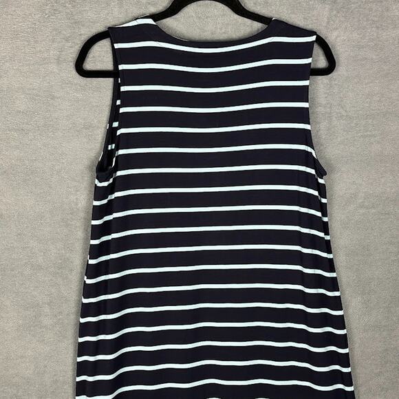 J Jill Dress Women Medium Blue Striped Wearever Collection Sleeveless Midi Comfy - Picture 4 of 12